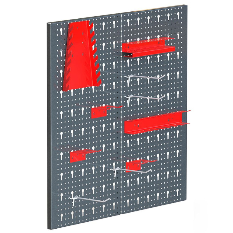 Kovová stěna na nářadí 60x60 cm s držáky DRABEST SP-7 Kovová stěna na nářadí 60x60 cm s držáky DRABEST SP-7