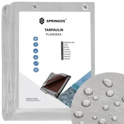 Krycí plachta s oky 4x8 m, extra silná 210g PE, šedá SPRINGOS PROTECT