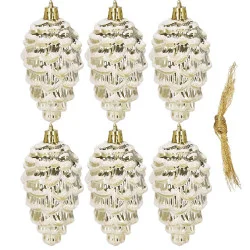 Šišky zlaté 9,5 cm sada 6ks, vánoční ozdoby