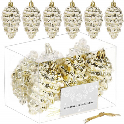 Šišky zlaté 9,5 cm sada 6ks, vánoční ozdoby