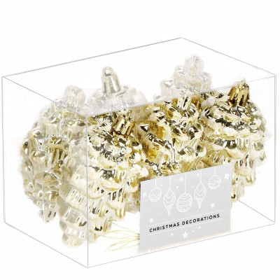 Šišky zlaté 9,5 cm sada 6ks, vánoční ozdoby