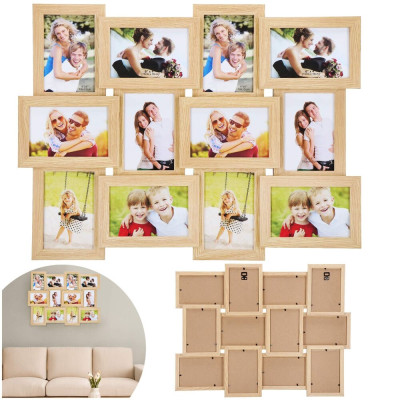 Fotorámeček na 12 fotek 61x46 cm SPRINGOS PANORAMA PF0032 hnědý