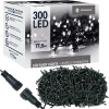 LED světelný řetěz - 17,5m, 300LED, IP44, studená bílá + záblesky