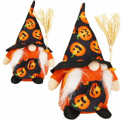 Skřítek GNOM s koštětem 20 cm SPRINGOS HALLOWEEN