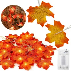 LED řetěz Podzimní listy - 3m, 20LED, 3xAA, IP20, teplá bílá