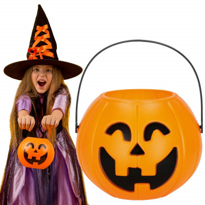Kyblík na sladkosti Dýně 22cm SPRINGOS HALLOWEEN oranžový
