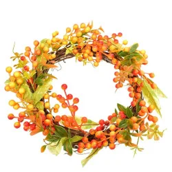 Proutěný věnec s jeřabinami 33 cm