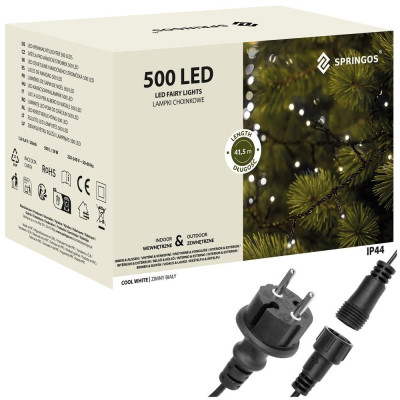 LED světelný řetěz - 41,5m, 500LED, IP44, studená bílá
