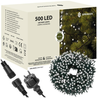 LED světelný řetěz - 41,5m, 500LED, IP44, studená bílá