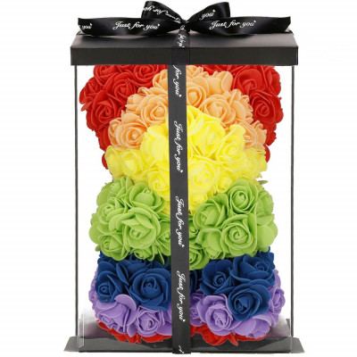 Medvídek z růží 30 cm SPRINGOS ROSE BEAR barevný