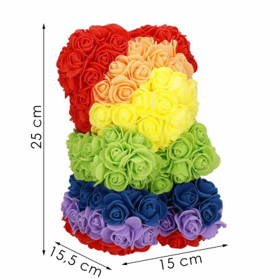 Medvídek z růží 30 cm SPRINGOS ROSE BEAR barevný
