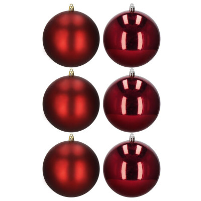 Vánoční baňky červené mix - 13 cm, sada 6ks CA0988