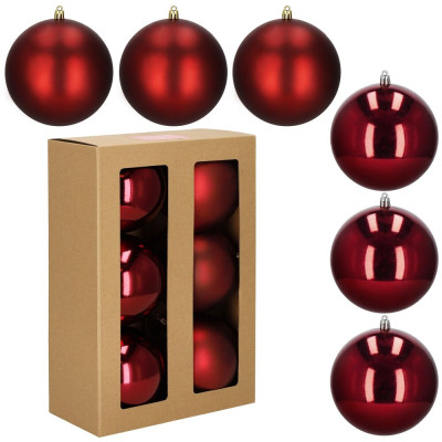 Vánoční baňky červené mix - 13 cm, sada 6ks CA0988