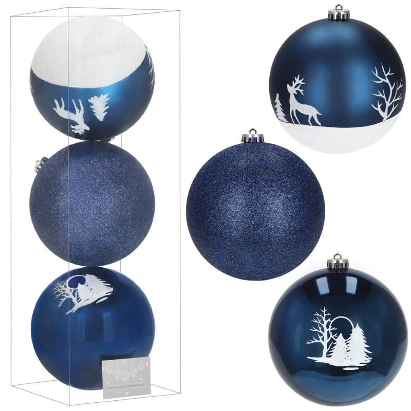 Vánoční baňky modré mix - 15 cm, sada 3ks CA1363