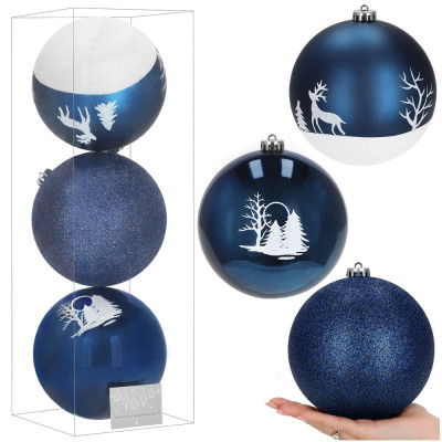Vánoční baňky modré mix - 15 cm, sada 3ks CA1363