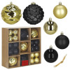 Vánoční baňky zlato-černé mix - 12/6 cm, sada 37ks CA0962