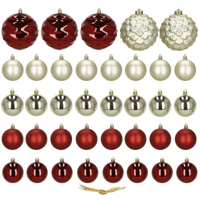 Vánoční baňky zlato-červené mix - 12/6 cm, sada 37ks CA0963