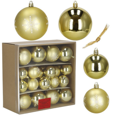 Vánoční baňky zlaté mix - 8/6,5 cm, sada 36ks CA0974