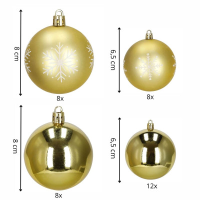 Vánoční baňky zlaté mix - 8/6,5 cm, sada 36ks CA0974