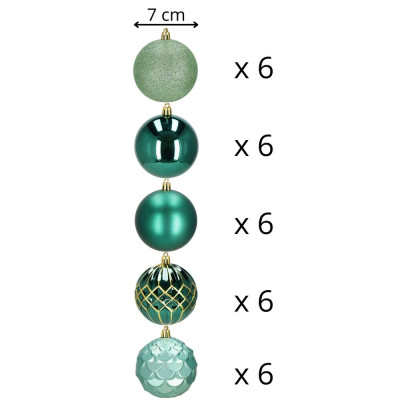 Vánoční baňky zelené mix 8 cm, sada 30ks CA1411