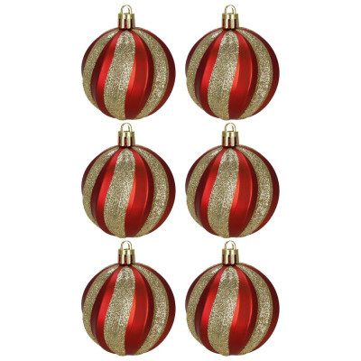 Vánoční baňky červeno-zlaté - 6 cm, sada 6ks CA1400