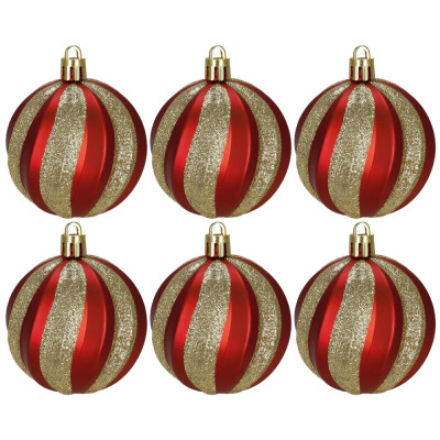 Vánoční baňky červeno-zlaté - 6 cm, sada 6ks CA1400