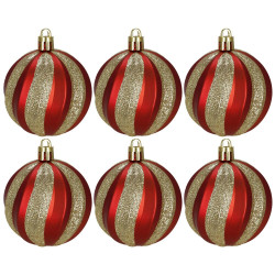 Vánoční baňky červeno-zlaté - 6 cm, sada 6ks CA1400