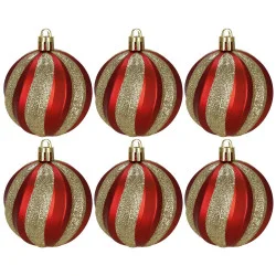 Vánoční baňky červeno-zlaté - 6 cm, sada 6ks CA1400