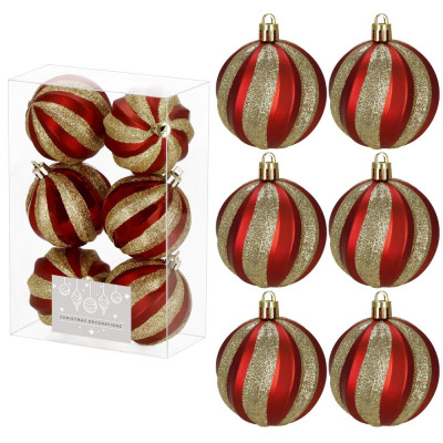 Vánoční baňky červeno-zlaté - 6 cm, sada 6ks CA1400