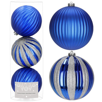 Vánoční baňky modré mix - 15 cm, sada 3ks CA1366