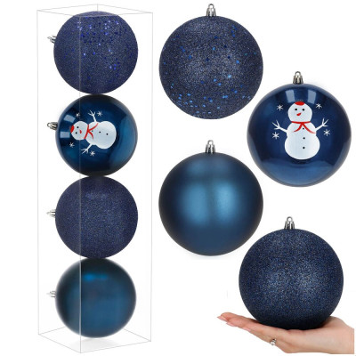 Vánoční baňky modré mix - 12 cm, sada 4ks CA1368