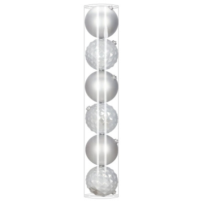 Vánoční baňky stříbrné mix - 15 cm, sada 6ks CA1530