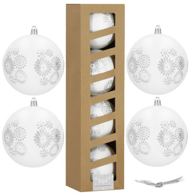 Vánoční baňky bílé - 10 cm, sada 4 ks CA1429