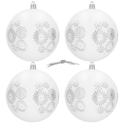 Vánoční baňky bílé - 10 cm, sada 4 ks CA1429