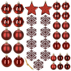 Vánoční baňky červené mix 7/6/5 cm, sada 40ks, CA1523