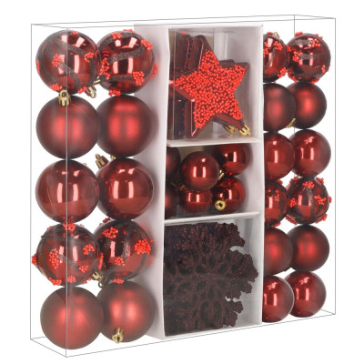 Vánoční baňky červené mix 7/6/5 cm, sada 40ks, CA1523