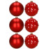 Vánoční baňky - červené mix 15 cm, sada 6ks CA1528