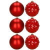 Vánoční baňky - červené mix 15 cm, sada 6ks CA1528