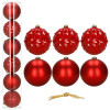 Vánoční baňky - červené mix 15 cm, sada 6ks CA1528