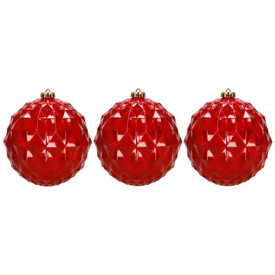 Vánoční baňky - červené mix 15 cm, sada 6ks CA1528