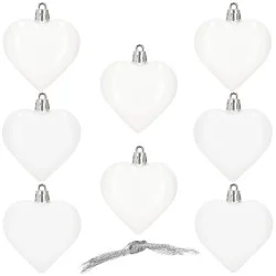 Srdíčka bílá sada 8ks, vánoční ozdoby CA1154