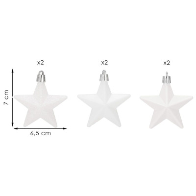 Hvězdy 7cm, sada 6ks, vánoční ozdoby CA1147