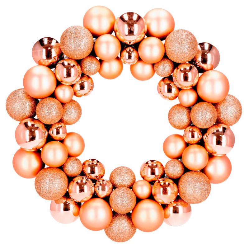 Vánoční věnec růžovo-zlatý 34 cm CA1388