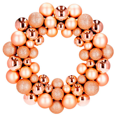 Vánoční věnec růžovo-zlatý 34 cm CA1388