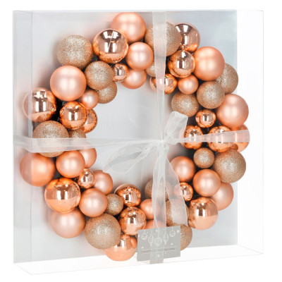 Vánoční věnec růžovo-zlatý 34 cm CA1388