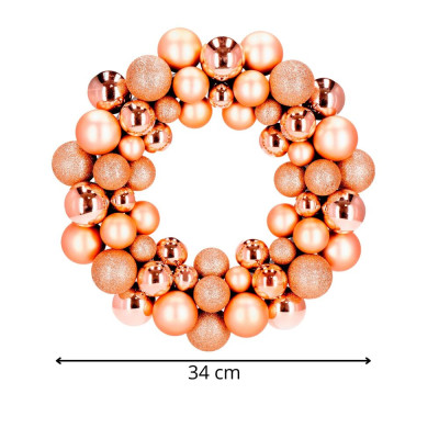 Vánoční věnec růžovo-zlatý 34 cm CA1388
