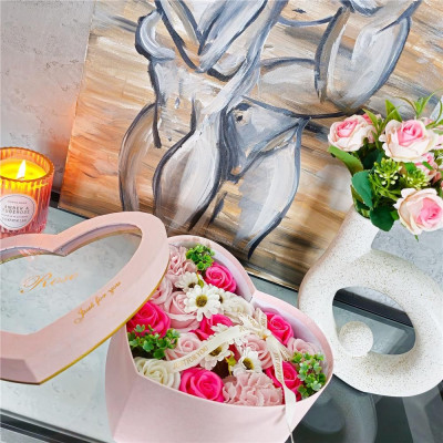 Mýdlové květiny SPRINGOS FLORHEART růžové