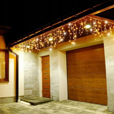 LED světelný závěs Rampouchy - 22,5m, 500LED, IP44, duální bílá + záblesky