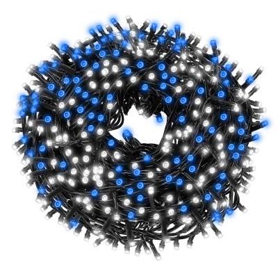 LED světelný řetěz - 17,5m, 300LED, IP44, modrá + záblesky