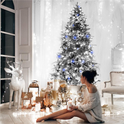 LED světelný řetěz - 17,5m, 300LED, IP44, modrá + záblesky